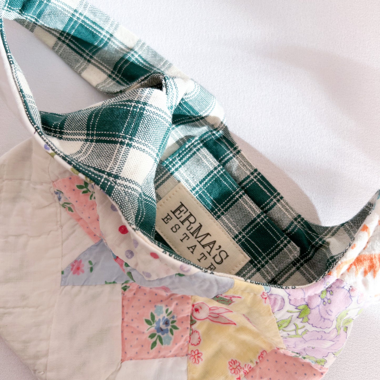 Mini Knot Bag - Bunny Quilt and Green Plaid