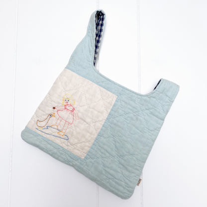 Knot Bag - Embroidered Vintage Quilt