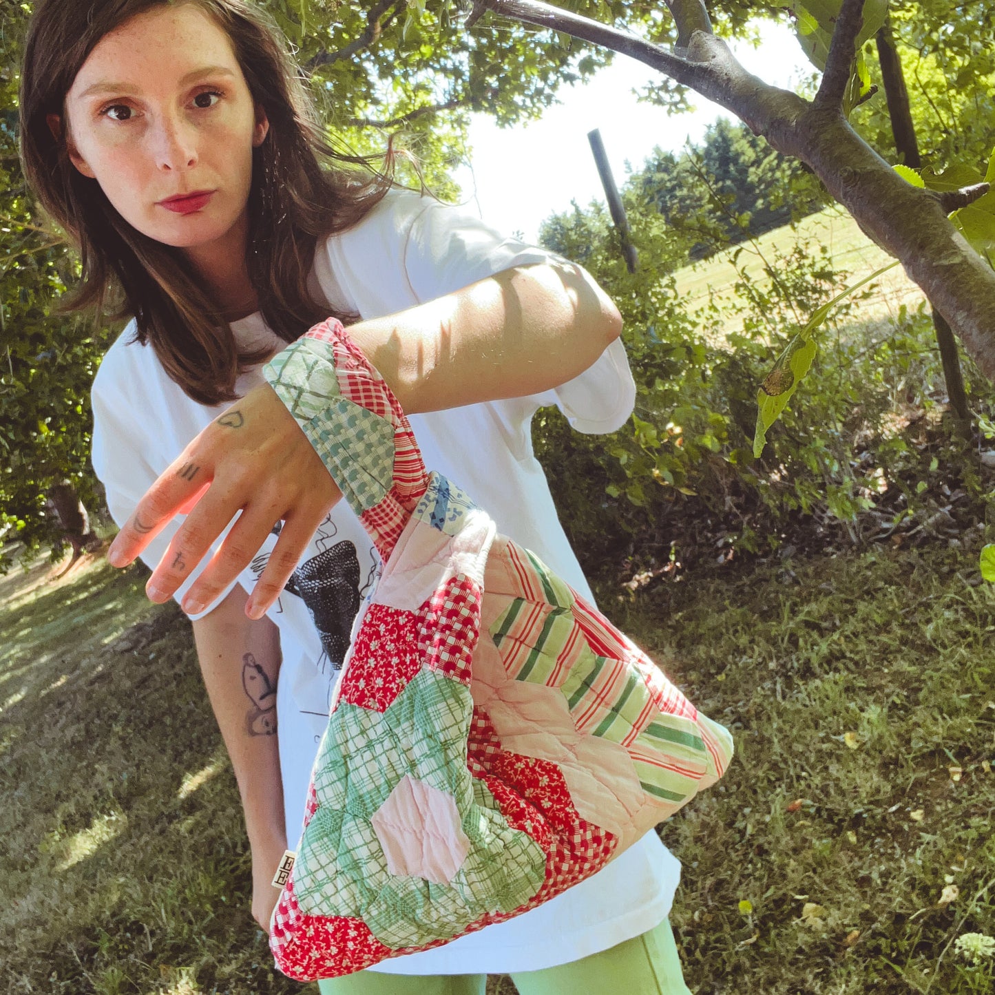 Knot Bag - 30's Grandmother's Flower Garden Quilt