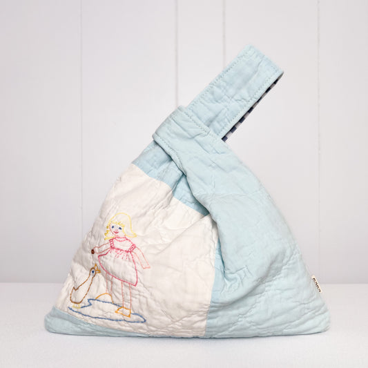 Knot Bag - Embroidered Vintage Quilt