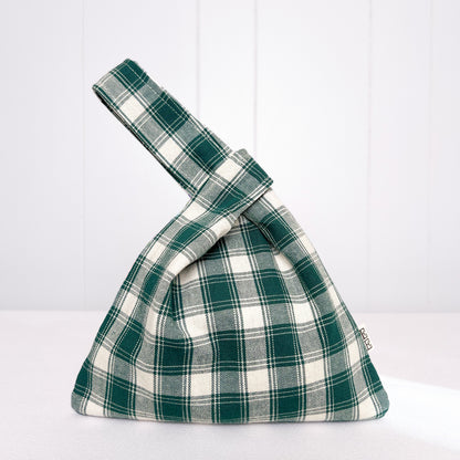 Mini Knot Bag - Bunny Quilt and Green Plaid
