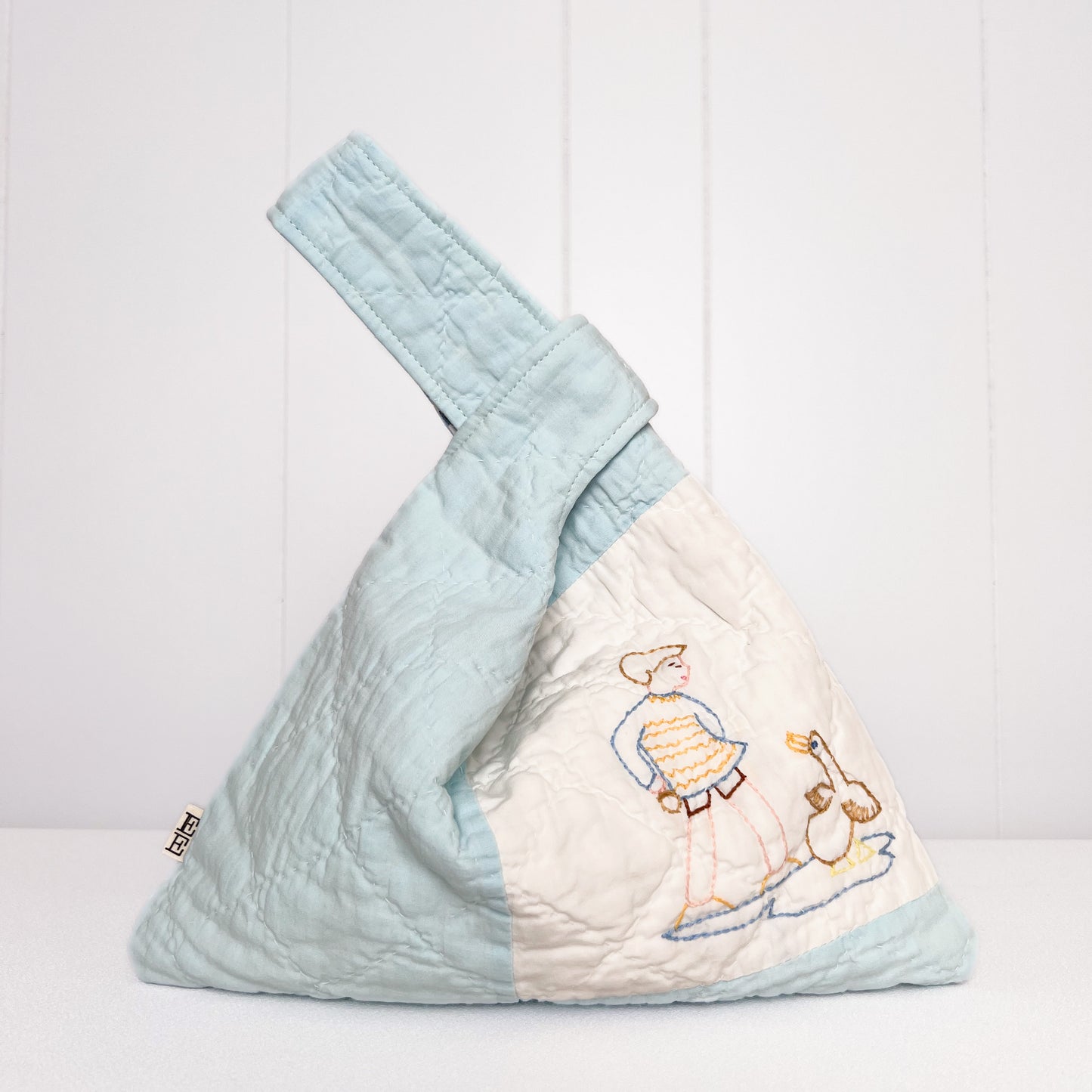 Knot Bag - Embroidered Vintage Quilt