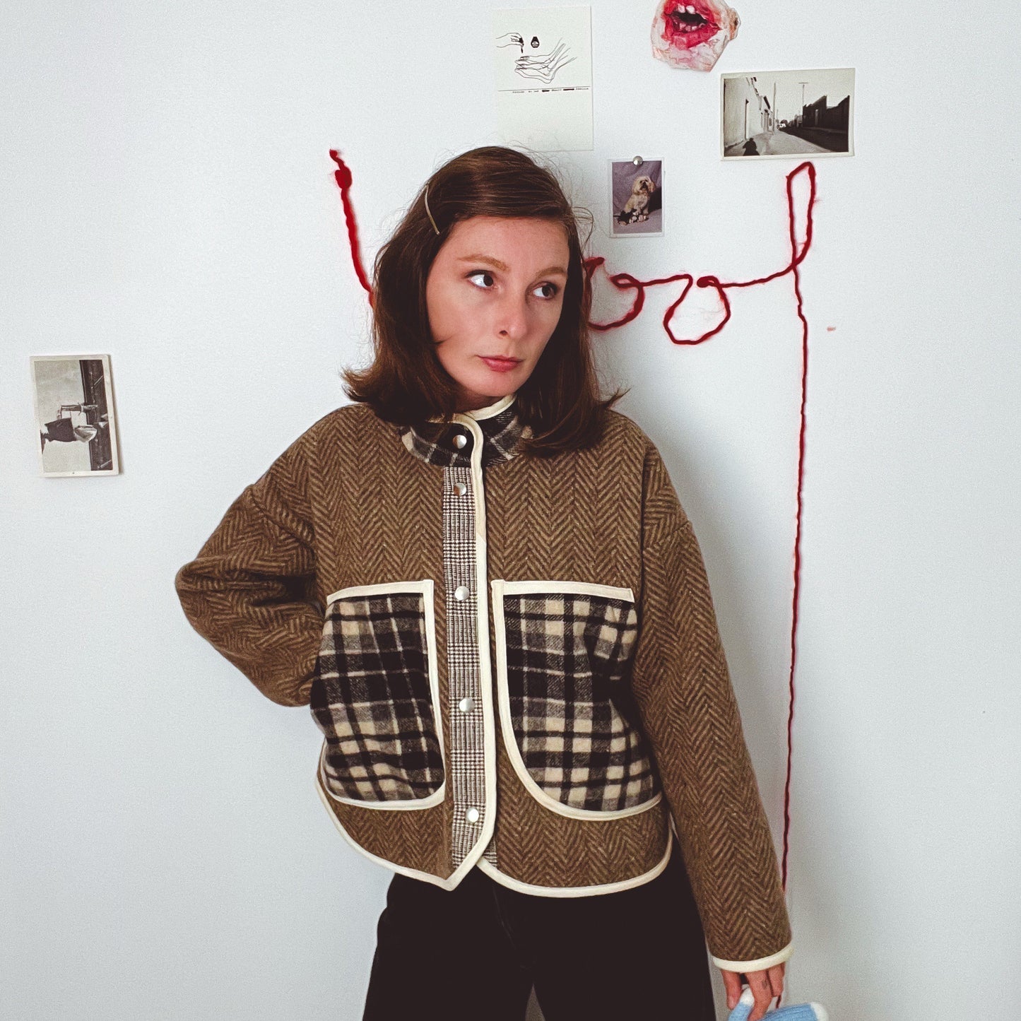 Fiona Jacket - Herringbone and Plaid Wool (S)