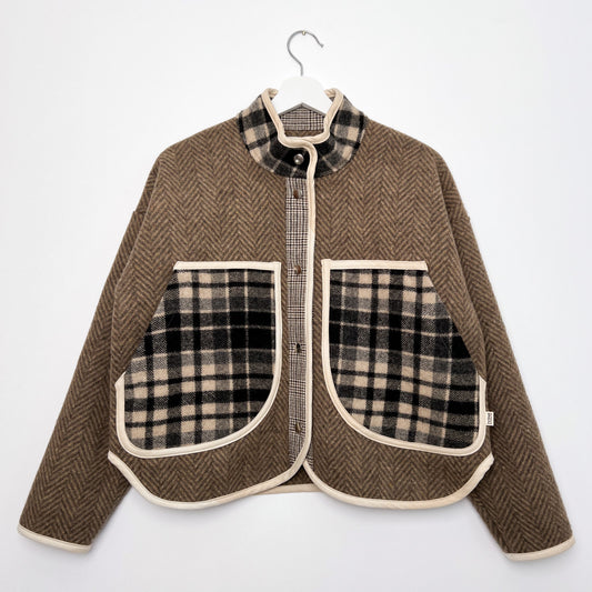 Fiona Jacket - Herringbone and Plaid Wool (S)