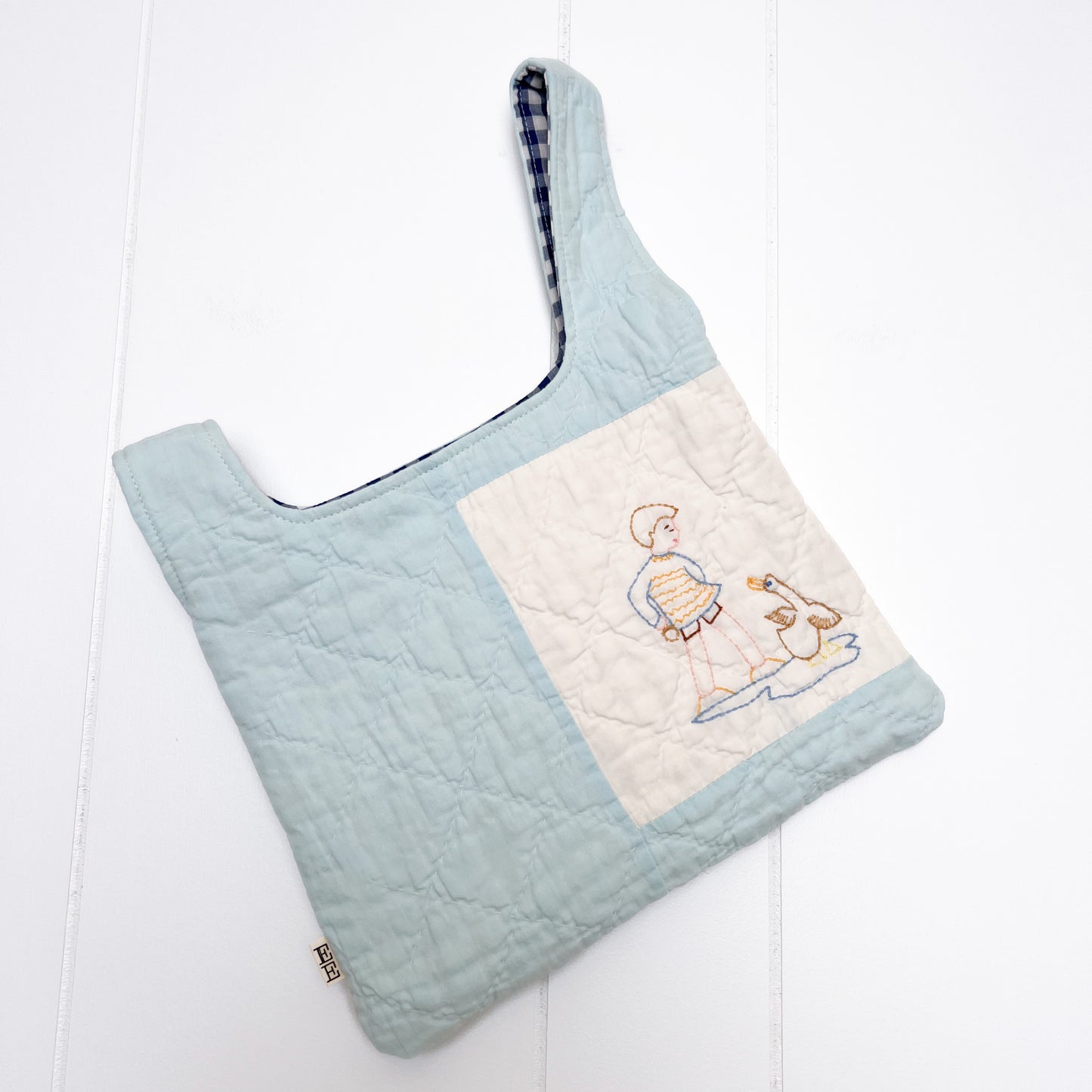 Knot Bag - Embroidered Vintage Quilt