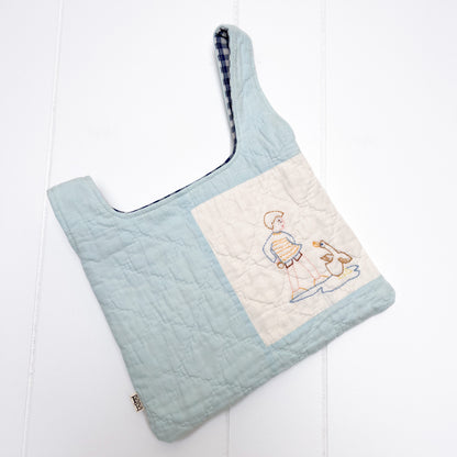 Knot Bag - Embroidered Vintage Quilt